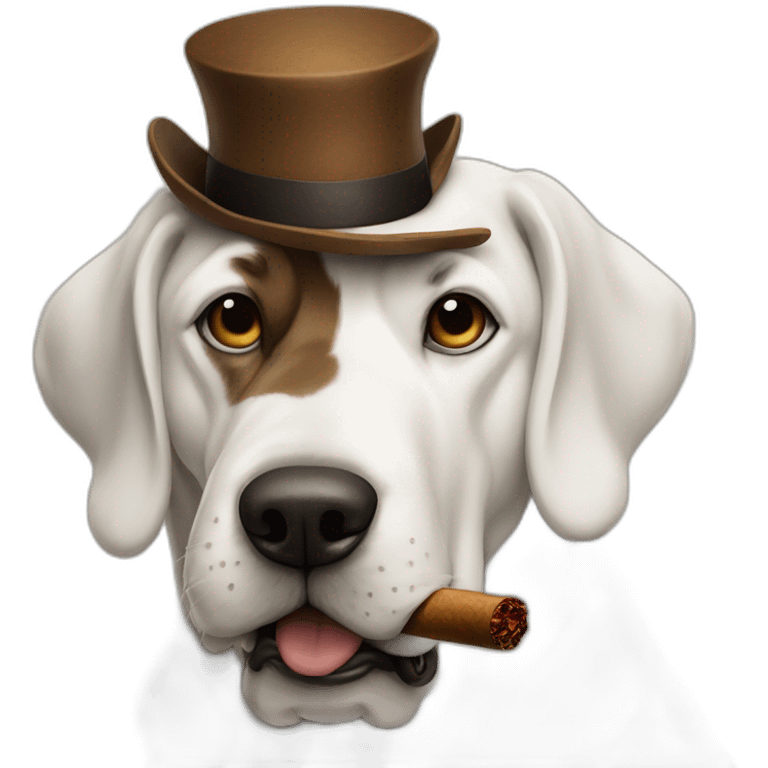 a white big dog smokes a cigar emoji