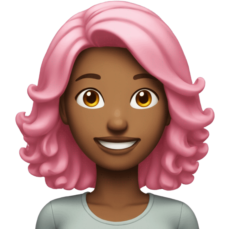 smiling woman with pink hair indoors emoji