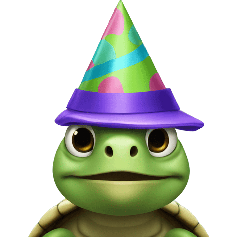 turtle wearing party hat emoji