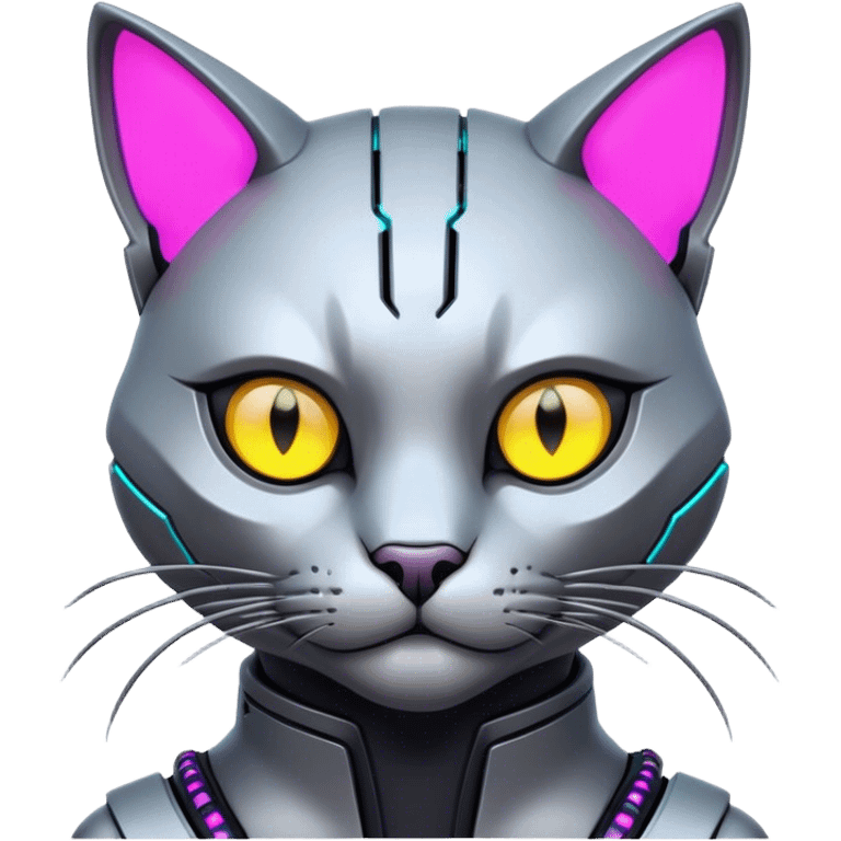 Cyber cat cyberpunk neon hacker  emoji