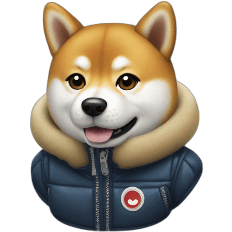 shiba inu wearing moncler jacket emoji