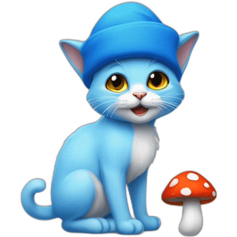 smurf cat with mushroom hat emoji