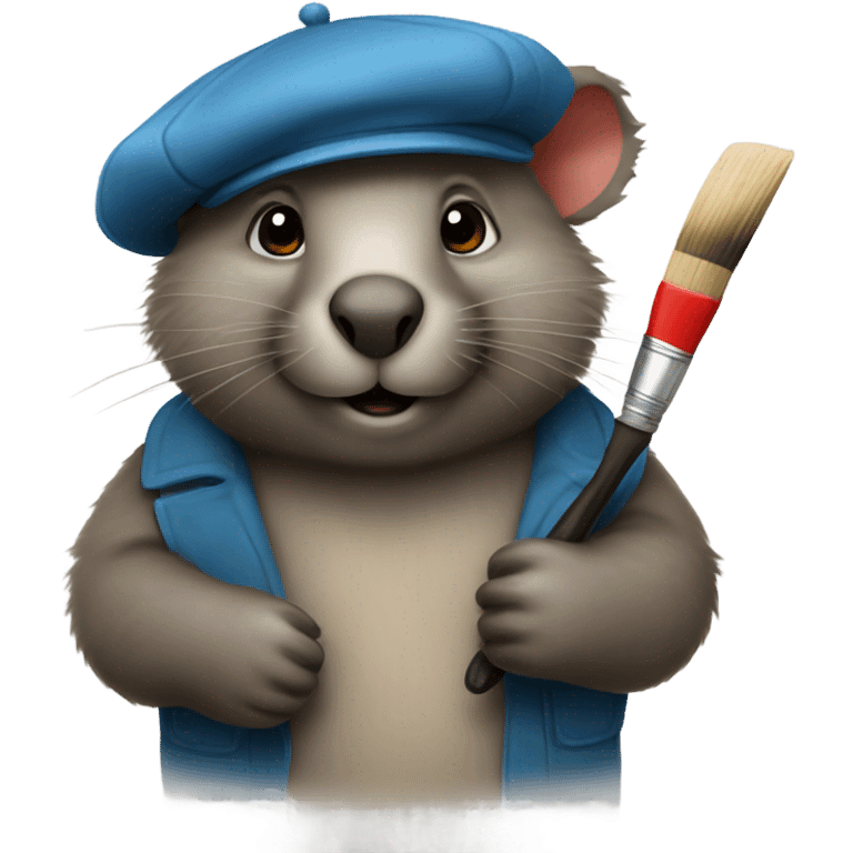 Wombat with beret and paint brush emoji