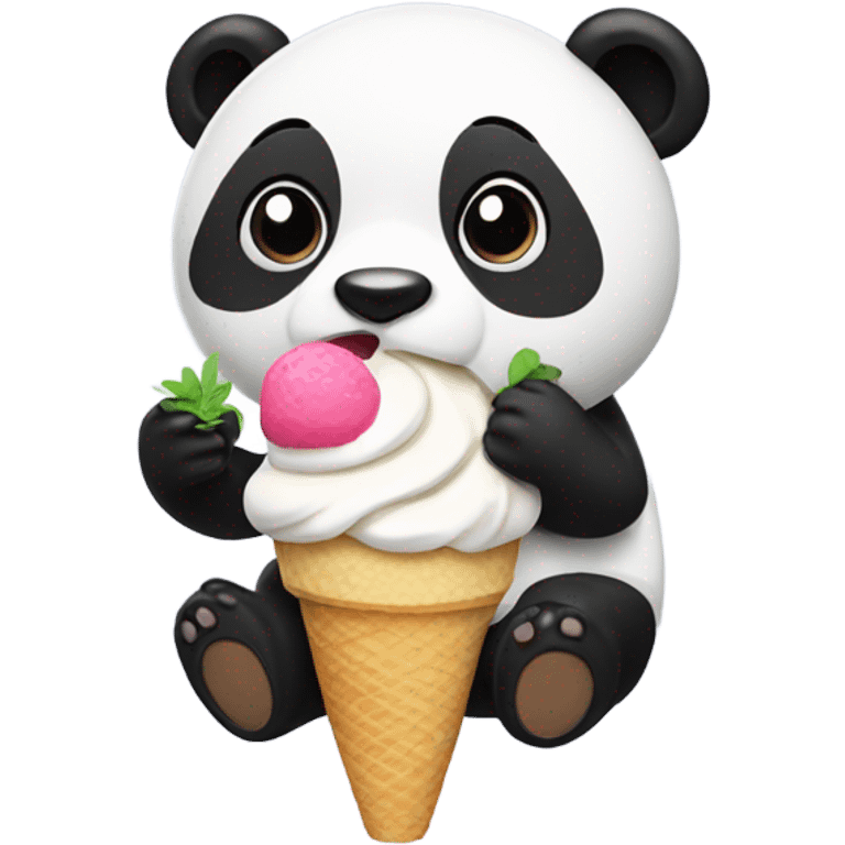 Panda eating ice cream emoji