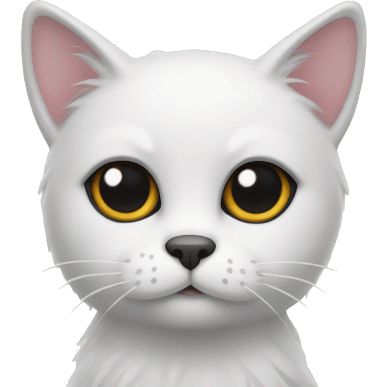 Cat with white fur black ears and heart mark on the forehead  emoji