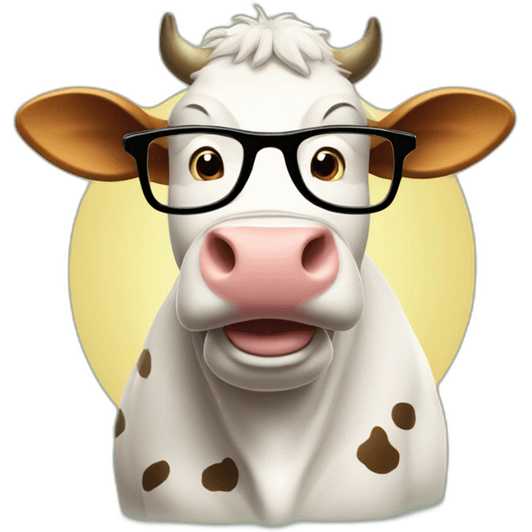 cartoon style cow with glasses drinking beer from bottle emoji