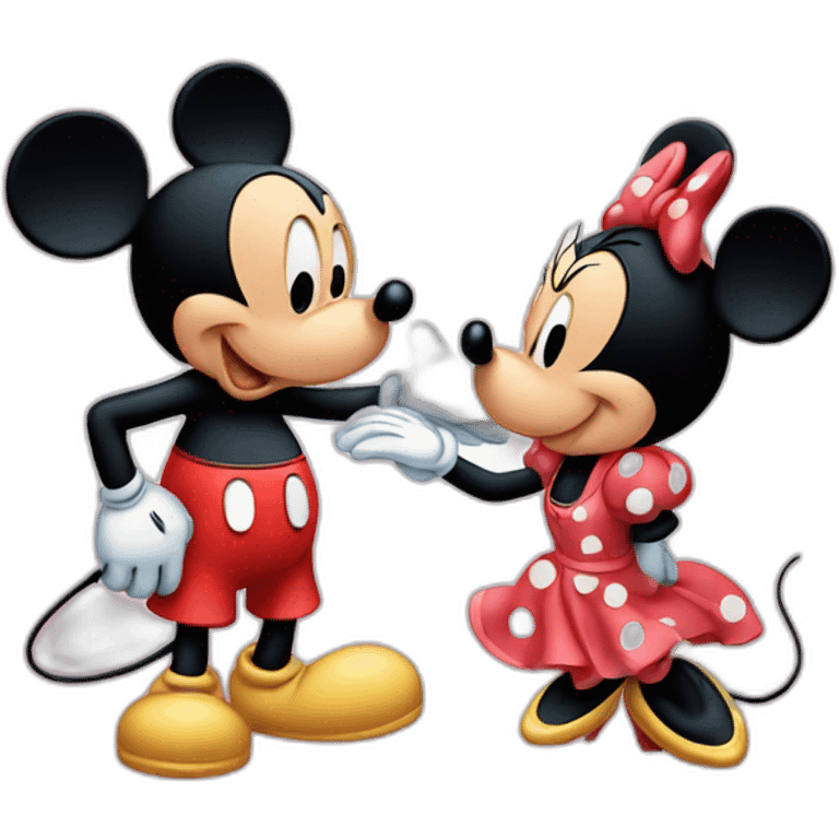 Mickey mouse and minnie mouse kissing emoji