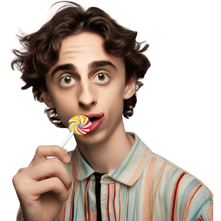 timothee chalamet sucking a lollipop emoji