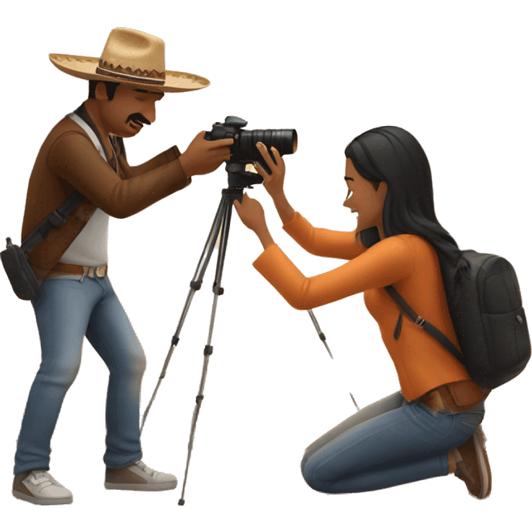 A Mexican man shooting photos of a couple at sunset  emoji