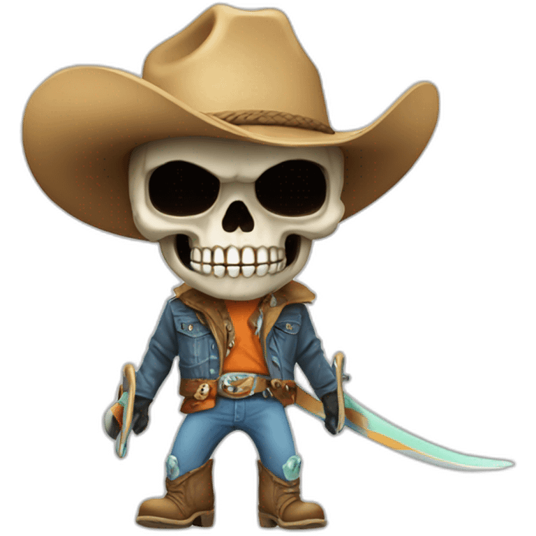 skull surfer cowboy emoji