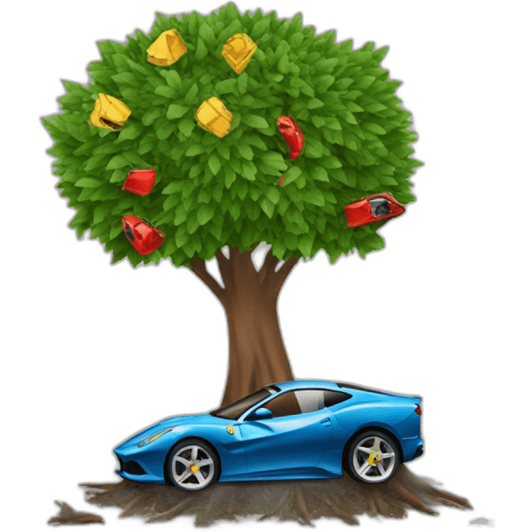 ferrari tree car crash emoji