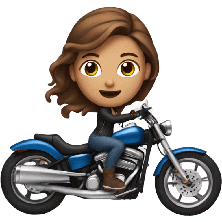 Biker girl with brown hair emoji