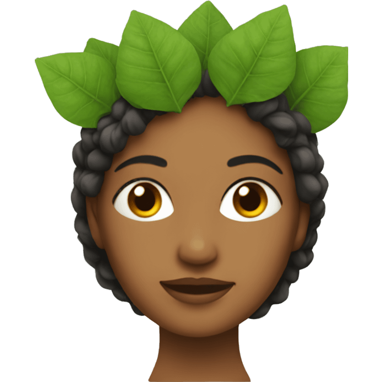 A woman with a leaf crown emoji