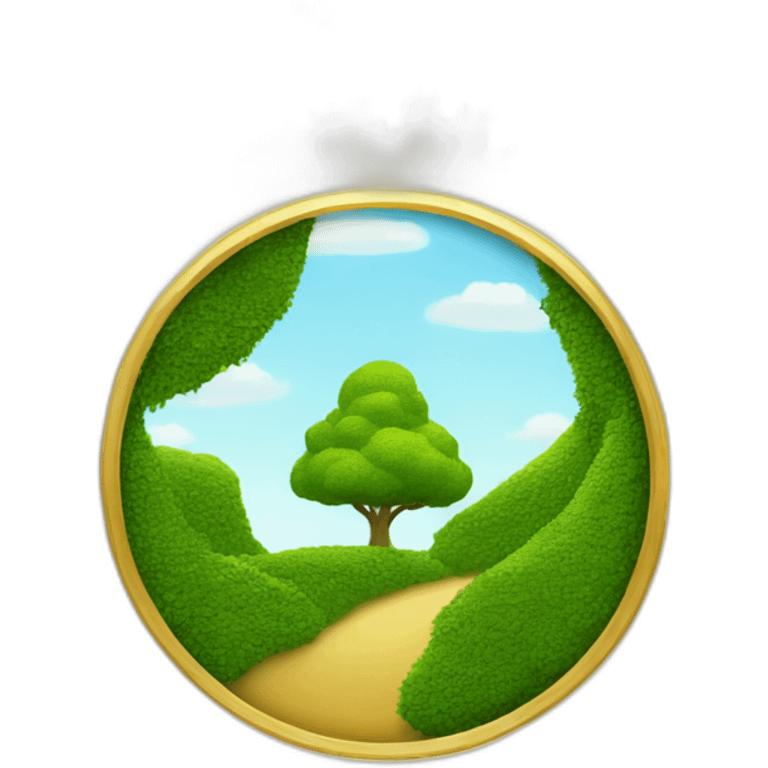 a golden circle with shrubbery inside of it emoji