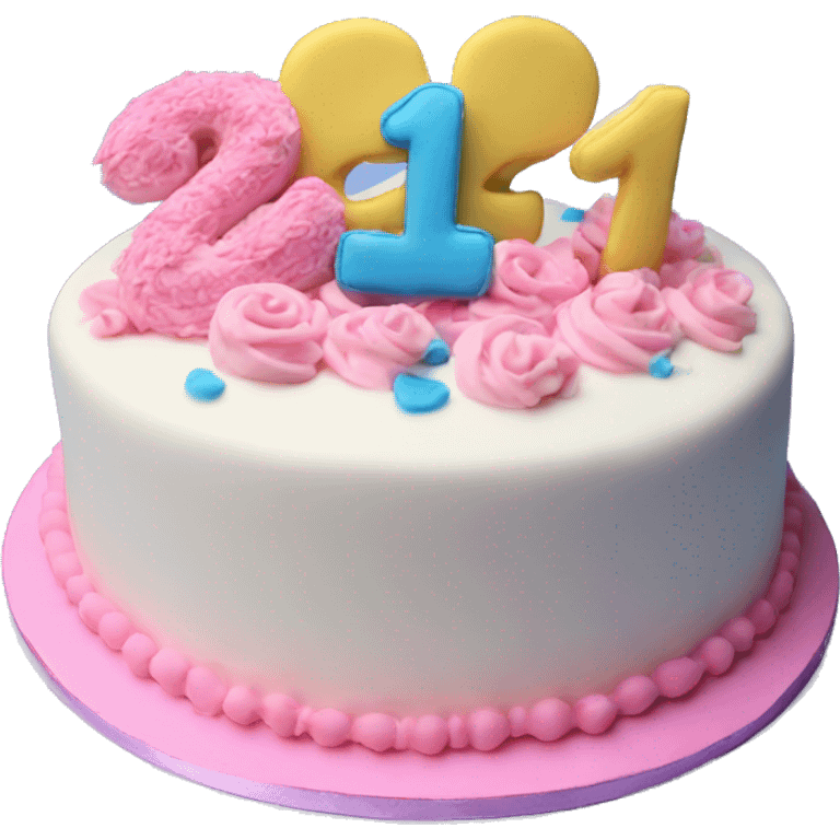 21st birthday cake pink and blue emoji