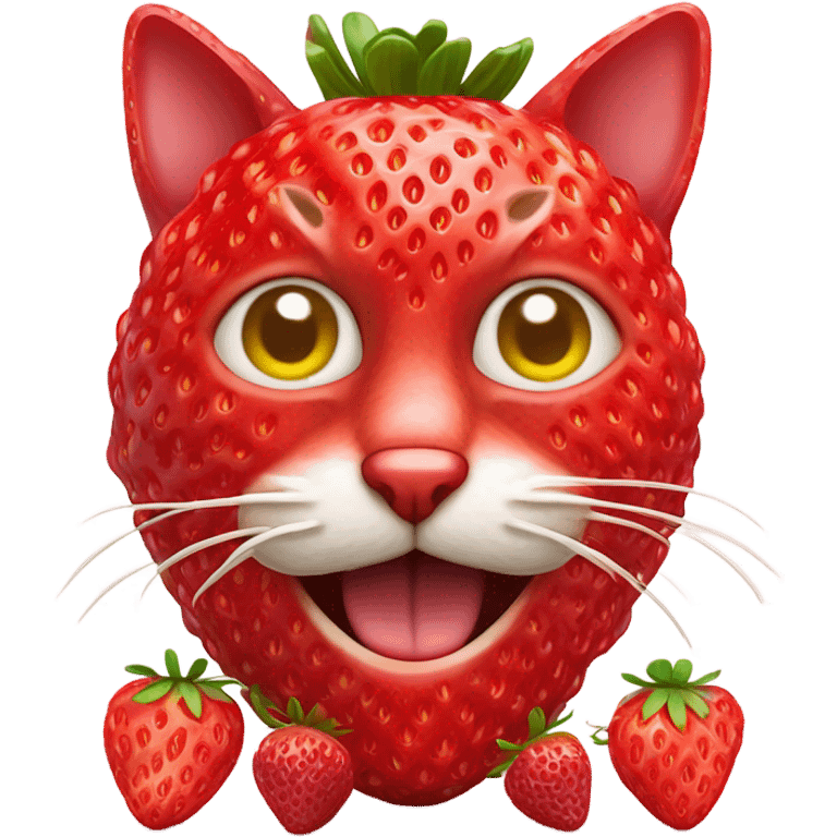 Cat made with strawberries emoji