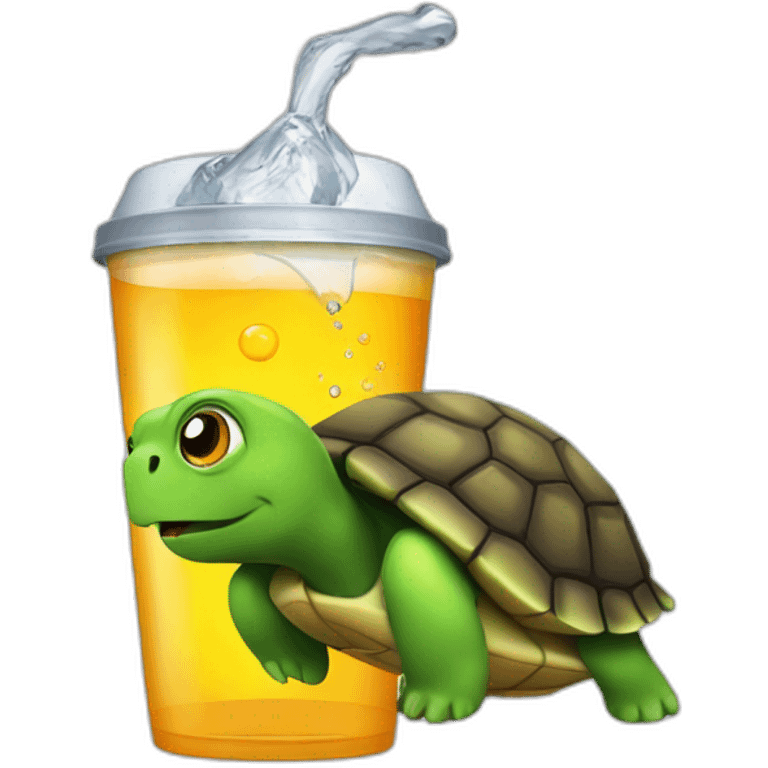 turtle drinking a energy drink emoji