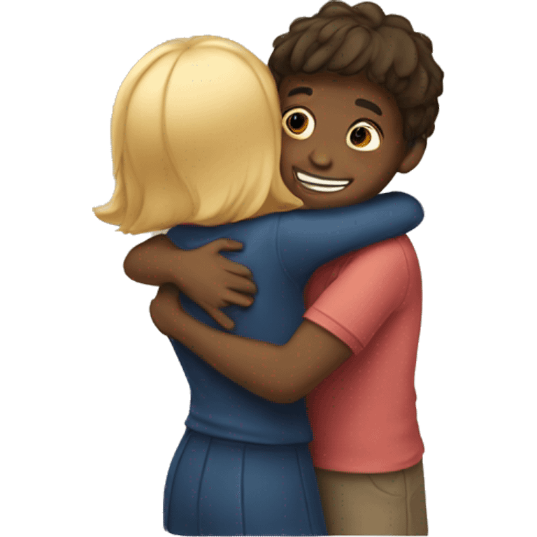 Boy and girl hugging  emoji