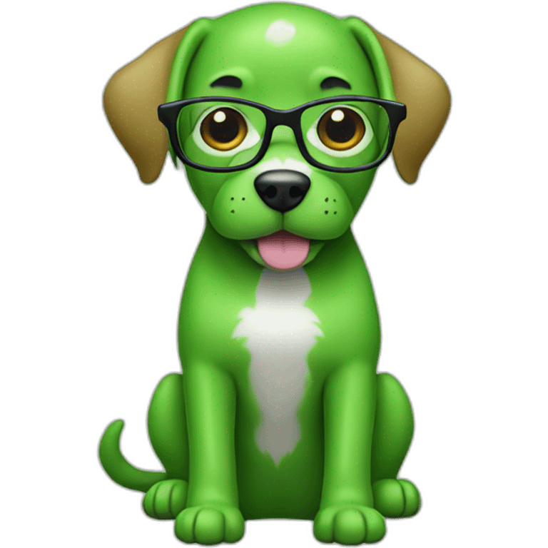 Green dog with glasses emoji