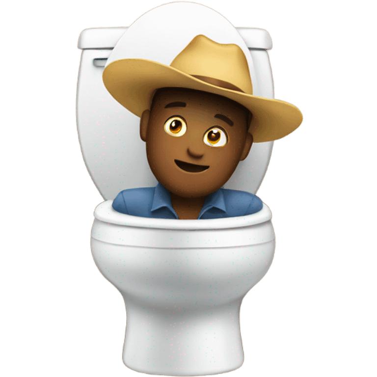 Pooping on the toilet with a cowboy hat emoji