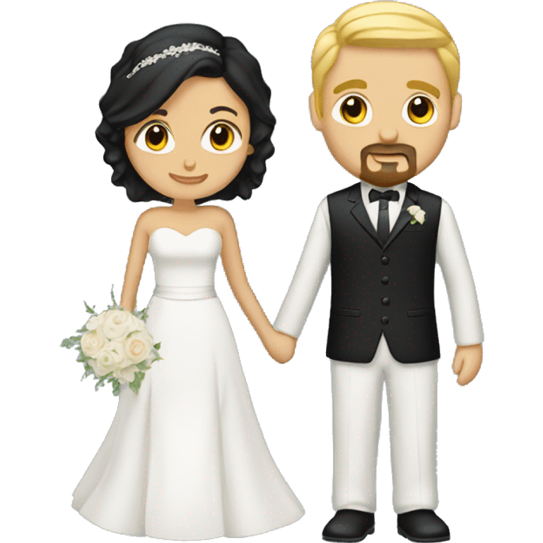 wedding couple. groom has goatee and black hair. bride has blonde hair emoji