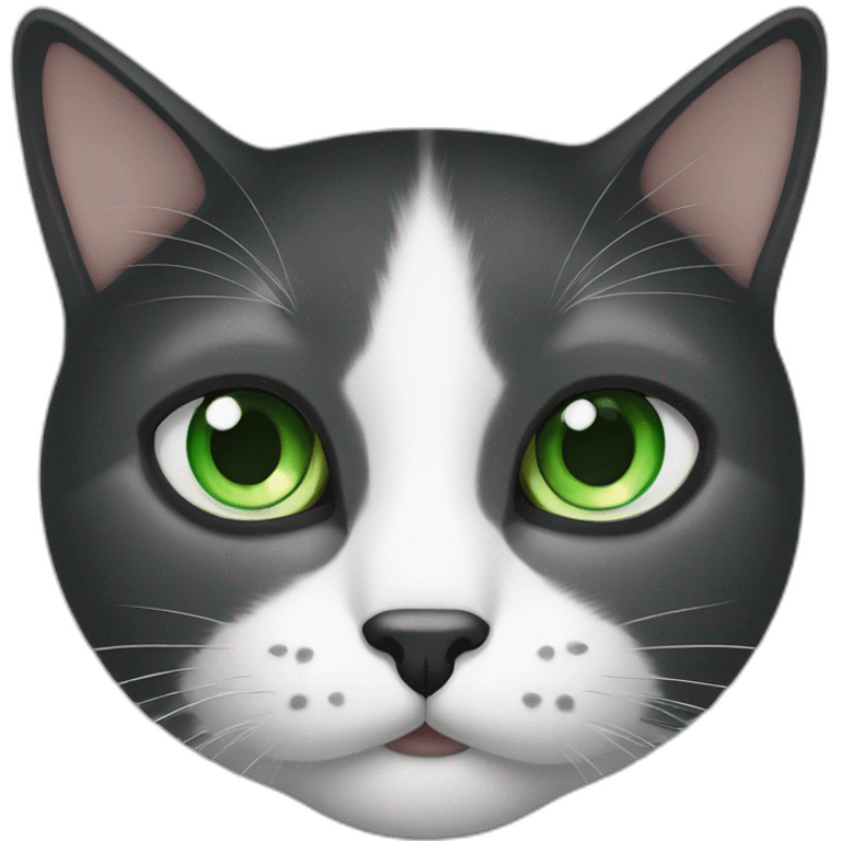 black and white cat and green eyes emoji