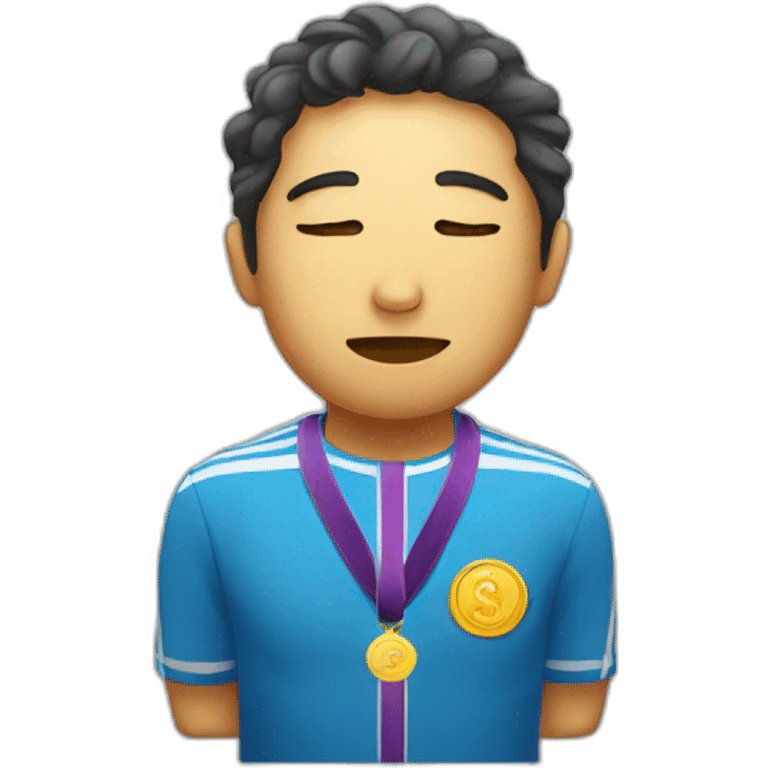 Sleepy person with medal emoji