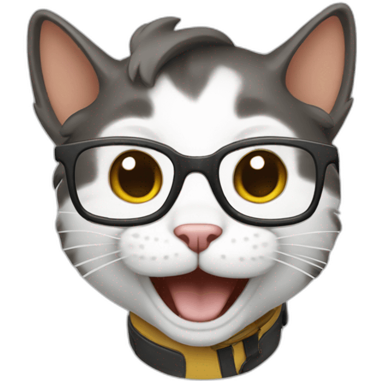 nerd cat laughting emoji