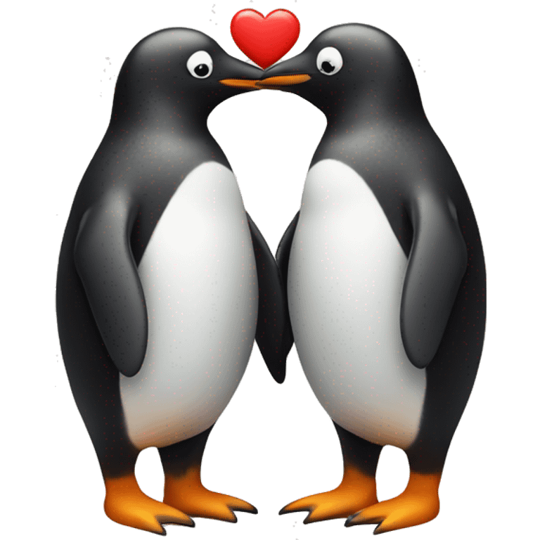 Penguin couple with a heart in the middle  emoji