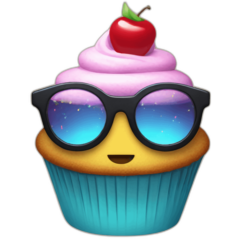 cupcake with cool pixel glasses emoji