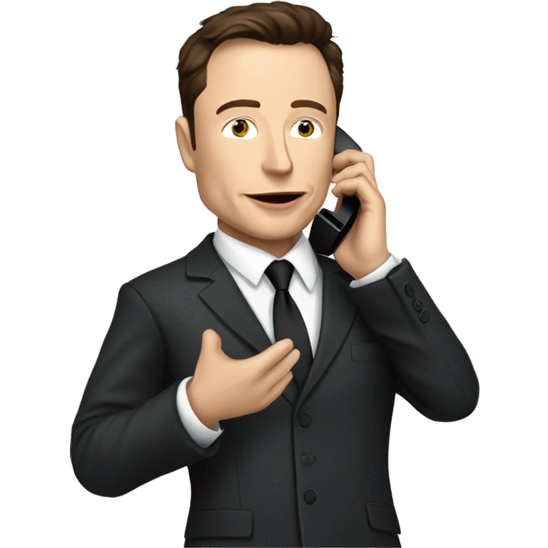 Elon Musk dressed as suits french outfit making a phone call on a flip phone emoji