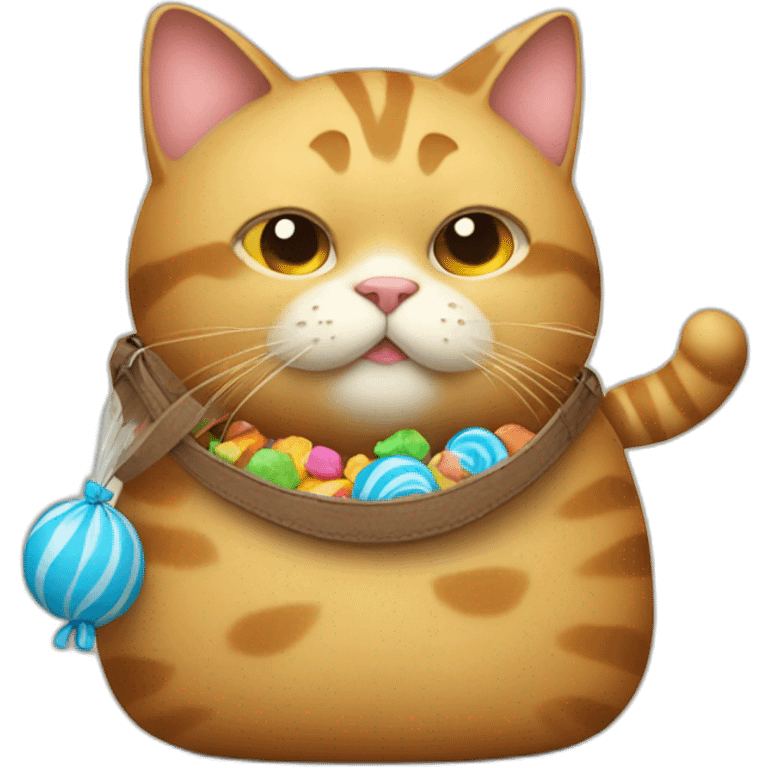 A fat cat with a bag of candy  emoji