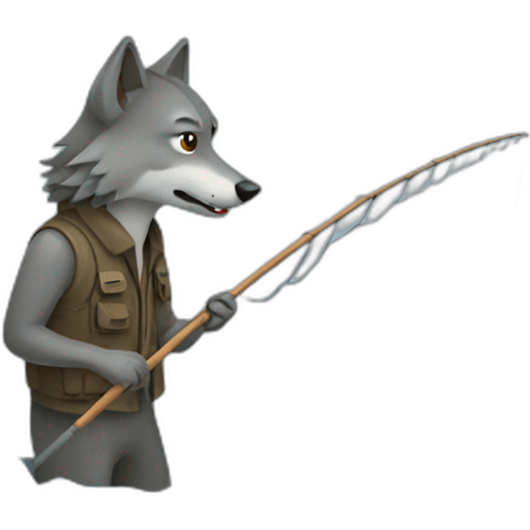 a wolf fishing emoji