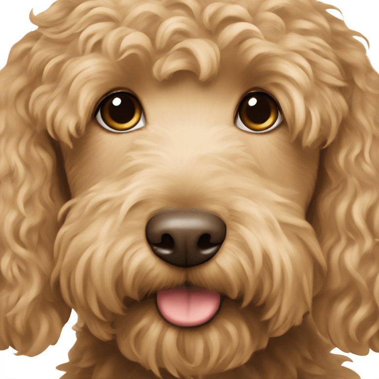 Light Brown labradoodle with light blonde girl  emoji