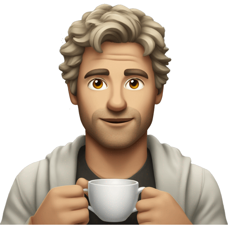 cool solo portrait of male drinking tea emoji