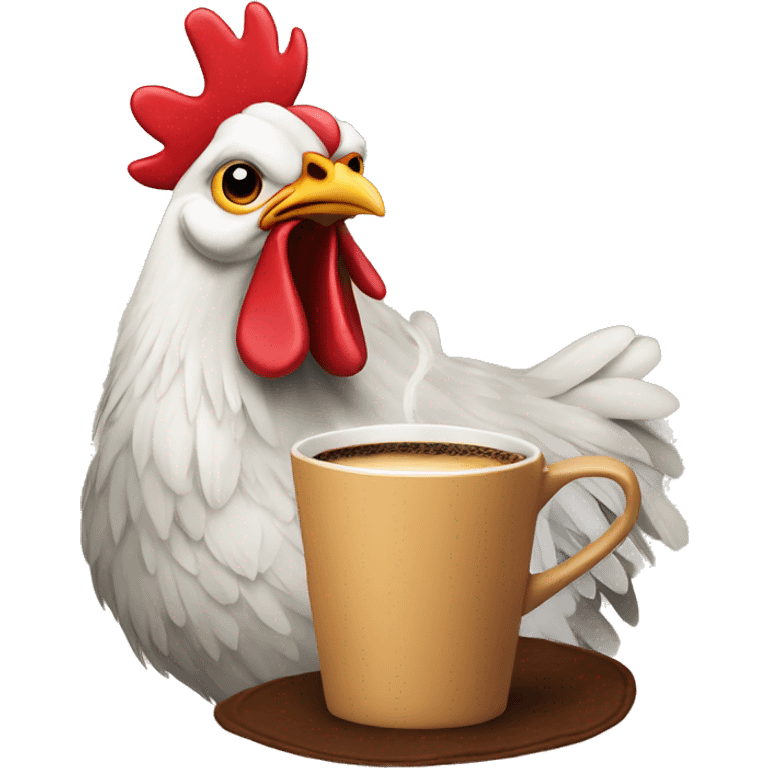 chicken drinking coffee emoji