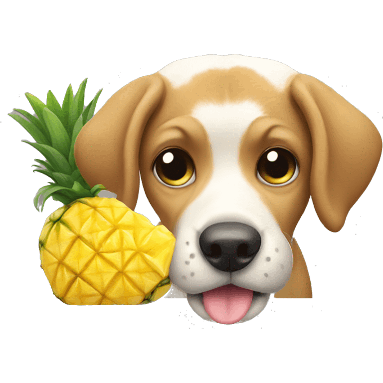 Dog eating pineapple emoji