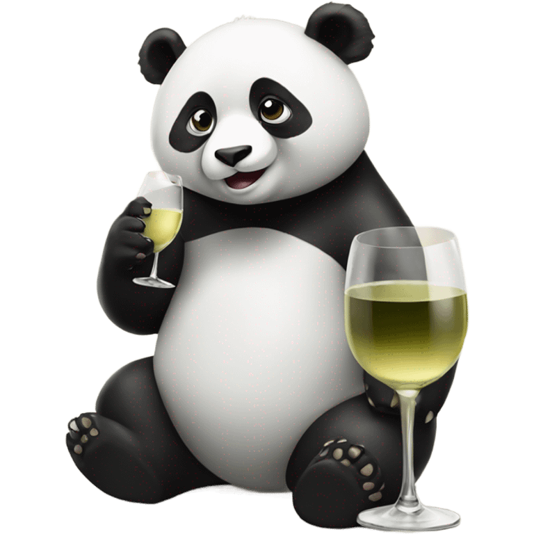 Panda drinking white wine emoji