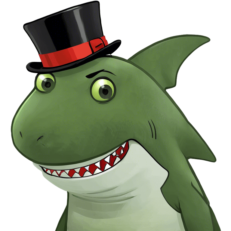 Shark with a top hat emoji