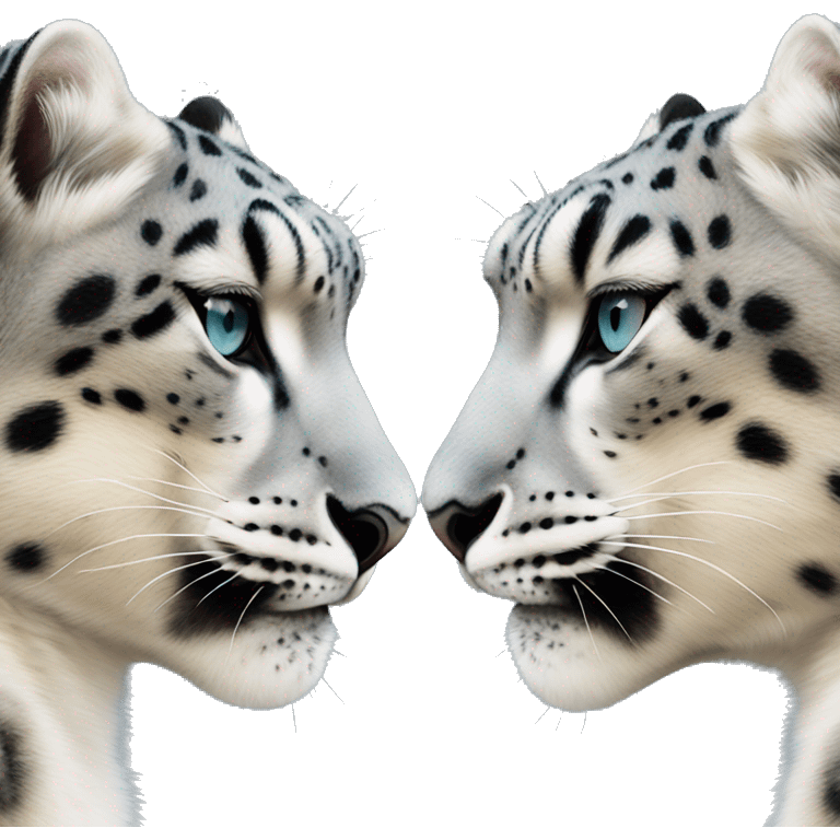 Two kissing snow leopards  emoji