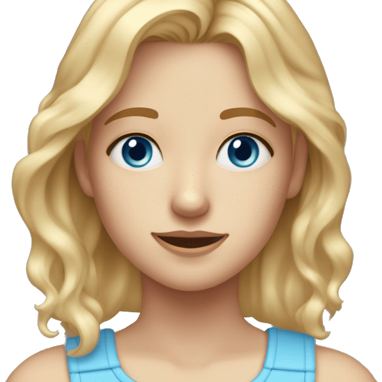 Girl with blonde hair fair skin light freckles all over face and blue braces and light blue eyes emoji