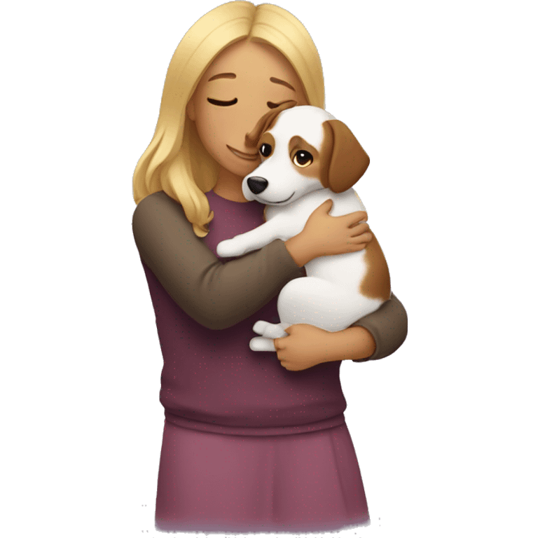 Woman hugging dog emoji