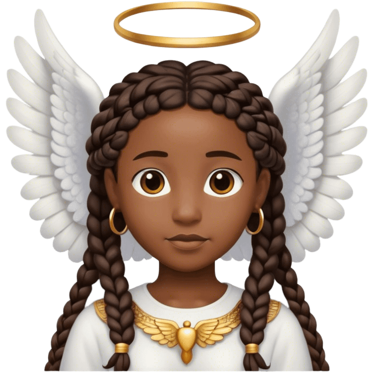 black with African braids and angel wings emoji