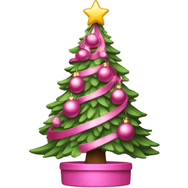 Pink Christmas tree with ornament iOS  emoji