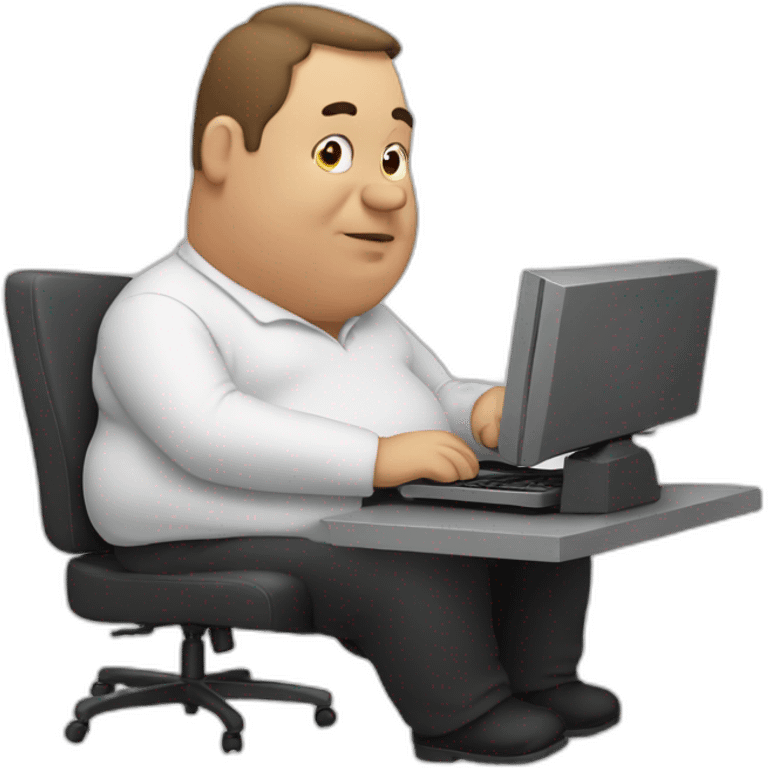 fat man using a computer emoji