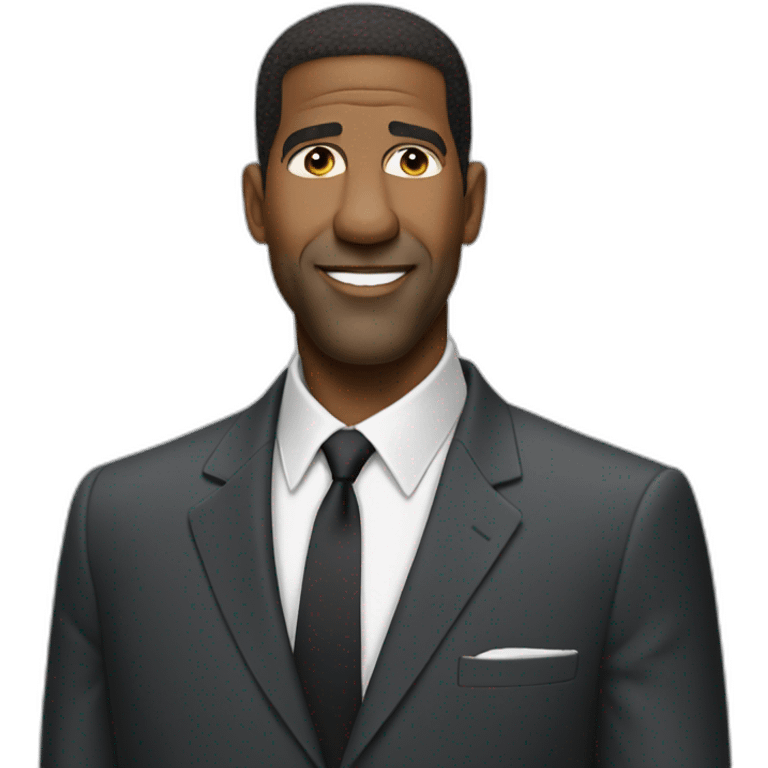 Denzel Washington smirk cartoon wearing suit emoji