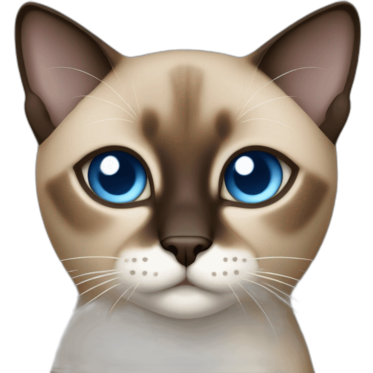 Light brown and black siamese Cat with blue eyes and white chin emoji