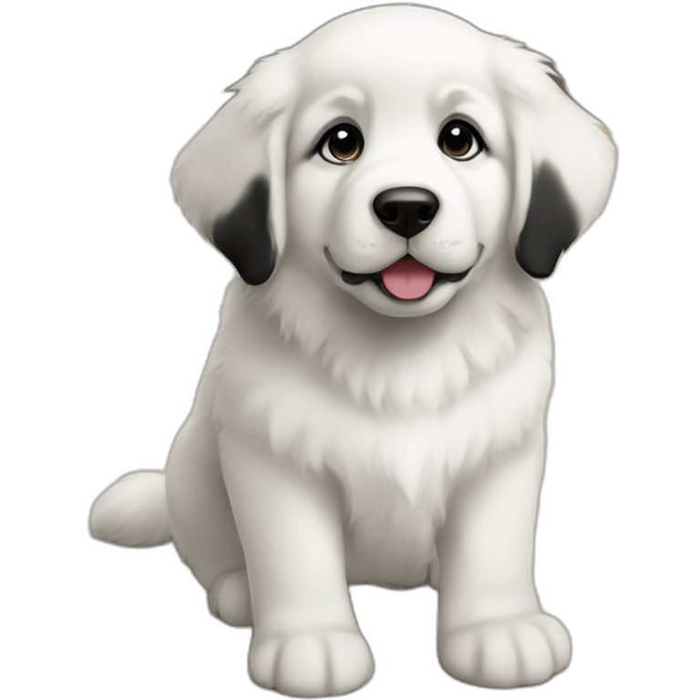 great Pyrenees puppy with black ears and black eyes emoji