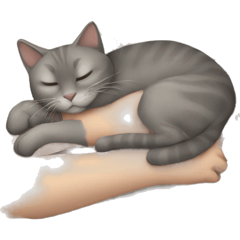 White girl brown hair sleeping with gray cat emoji