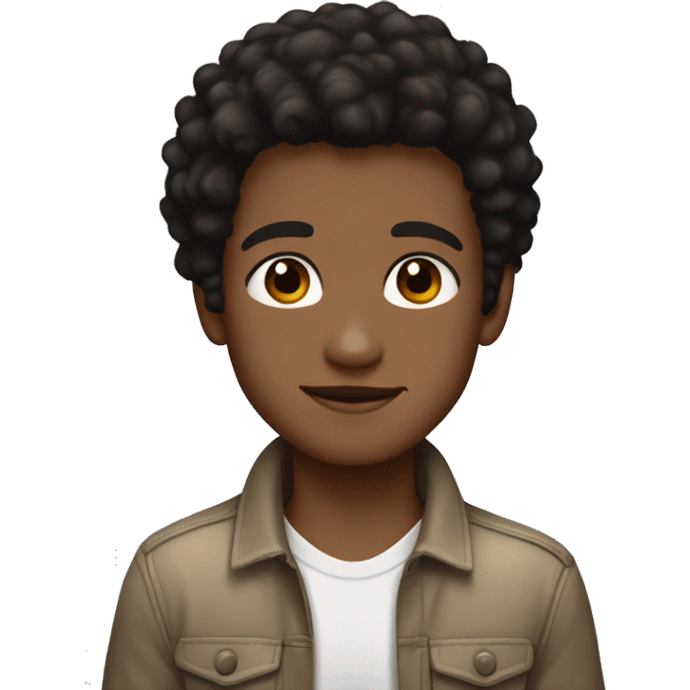 light brown skin , black fluffy hair , dark brown eyes , 3 beauty spots , boy emoji